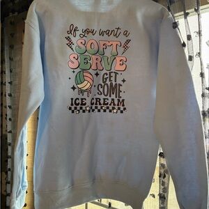 NWOT Light Blue 'Soft Serve' Graphic Sweatshirt - Women's Cozy Pullover